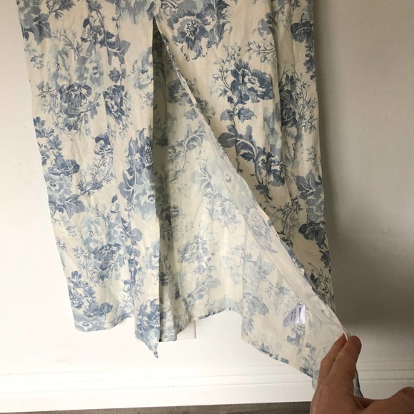Reformation Monique Linen Dress in Teacup Blue Floral XL - Picture 6 of 12